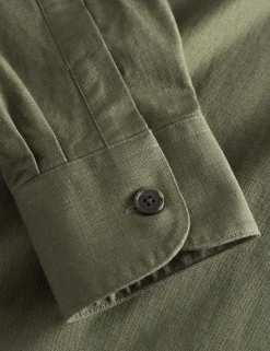 Men Forét Overshirts-Ledge Overshirt-Dark Olive