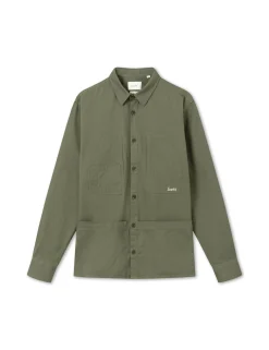 Men Forét Shirts-Ledge Overshirt-Dark Olive