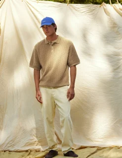 Men Forét T-Shirts-Loch Polo Knit-Oat