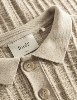 Men Forét T-Shirts-Loch Polo Knit-Oat