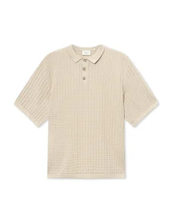 Men Forét Knitwear-Loch Polo Knit-Oat