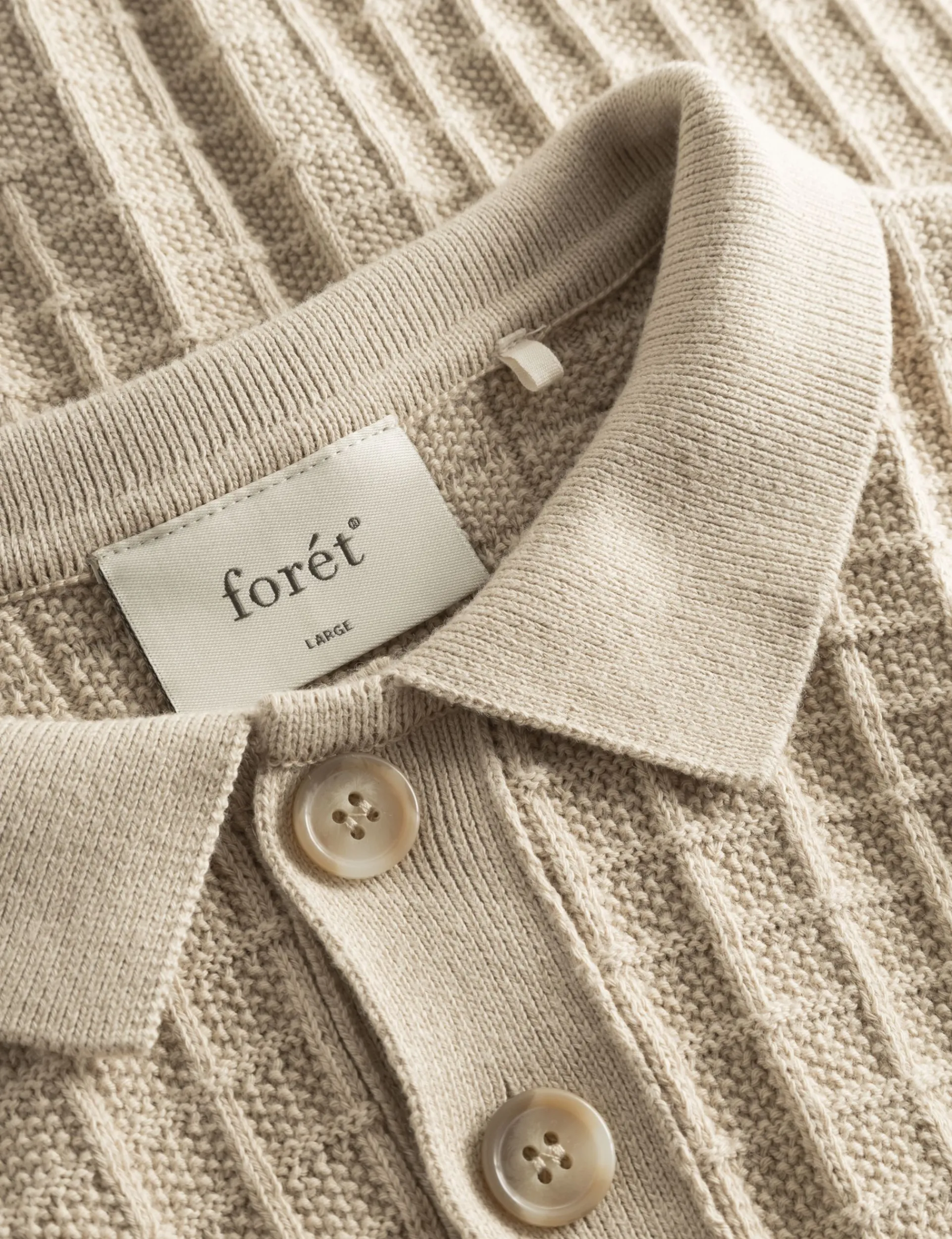 Men Forét Knitwear-Loch Polo Knit-Oat