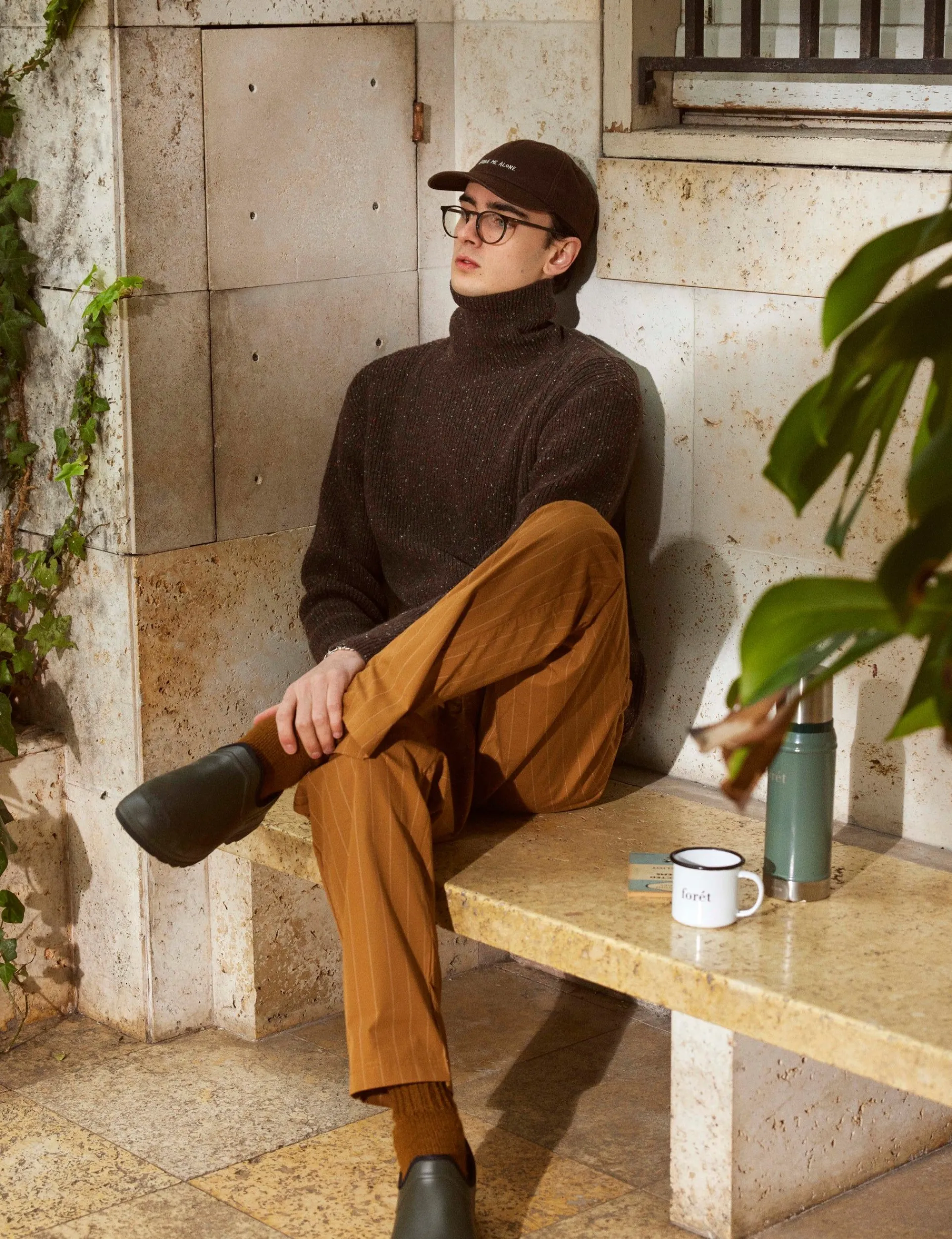 Men Forét Sweatshirts-Marsh Puzzle Turtleneck-Brown