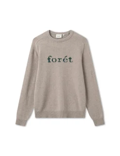 Men Forét Sweatshirts-Meadow Wool Knit-Khaki/Darkgreen