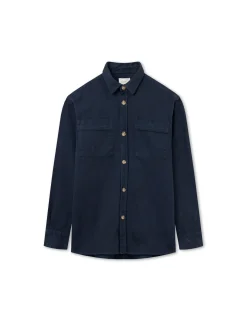 Men Forét Overshirts-Mellow Shirt-Navy