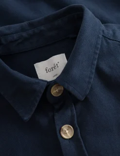 Men Forét Overshirts-Mellow Shirt-Navy