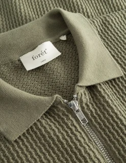 Men Forét Knitwear-Moment Half Zip Knit-Dusty Olive
