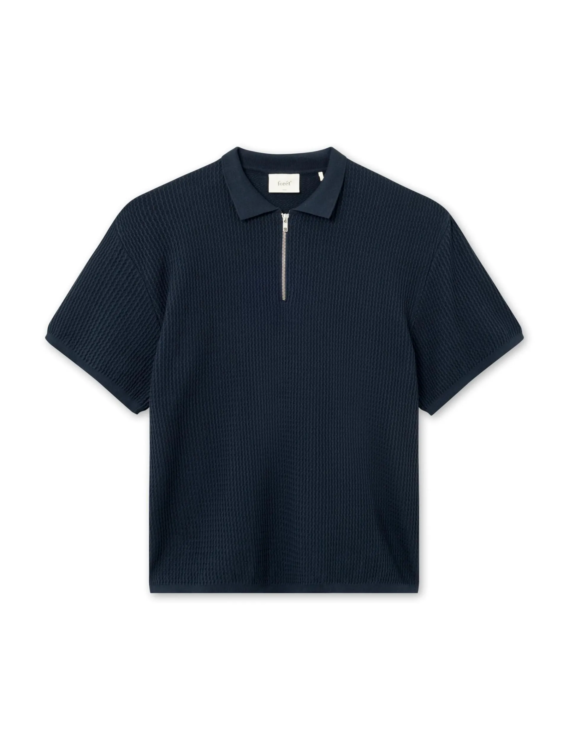 Men Forét T-Shirts-Moment Half Zip Knit-Navy