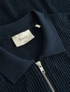 Men Forét T-Shirts-Moment Half Zip Knit-Navy