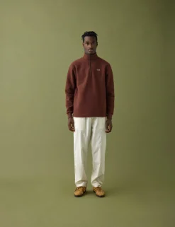 Men Forét Sweatshirts-Motion Half Zip-Deep Brown