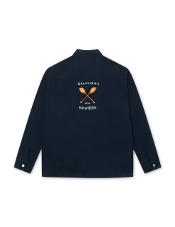 Men Forét Jackets-Nowhere Overshirt-Navy