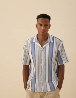 Men Forét Shirts-Peer Ss Shirt-Stripe