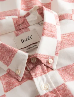 Men Forét Shirts-Port Tencel Ripstop Shirt-Brick Print