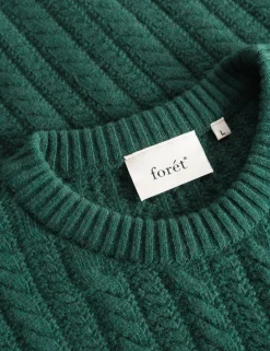 Men Forét Vests-Rain Cable Wool Vest-Dark Green