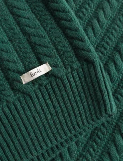 Men Forét Knitwear-Rain Cable Wool Vest-Dark Green