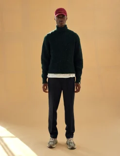 Men Forét Pants-Read Wool Suit Pants-Navy