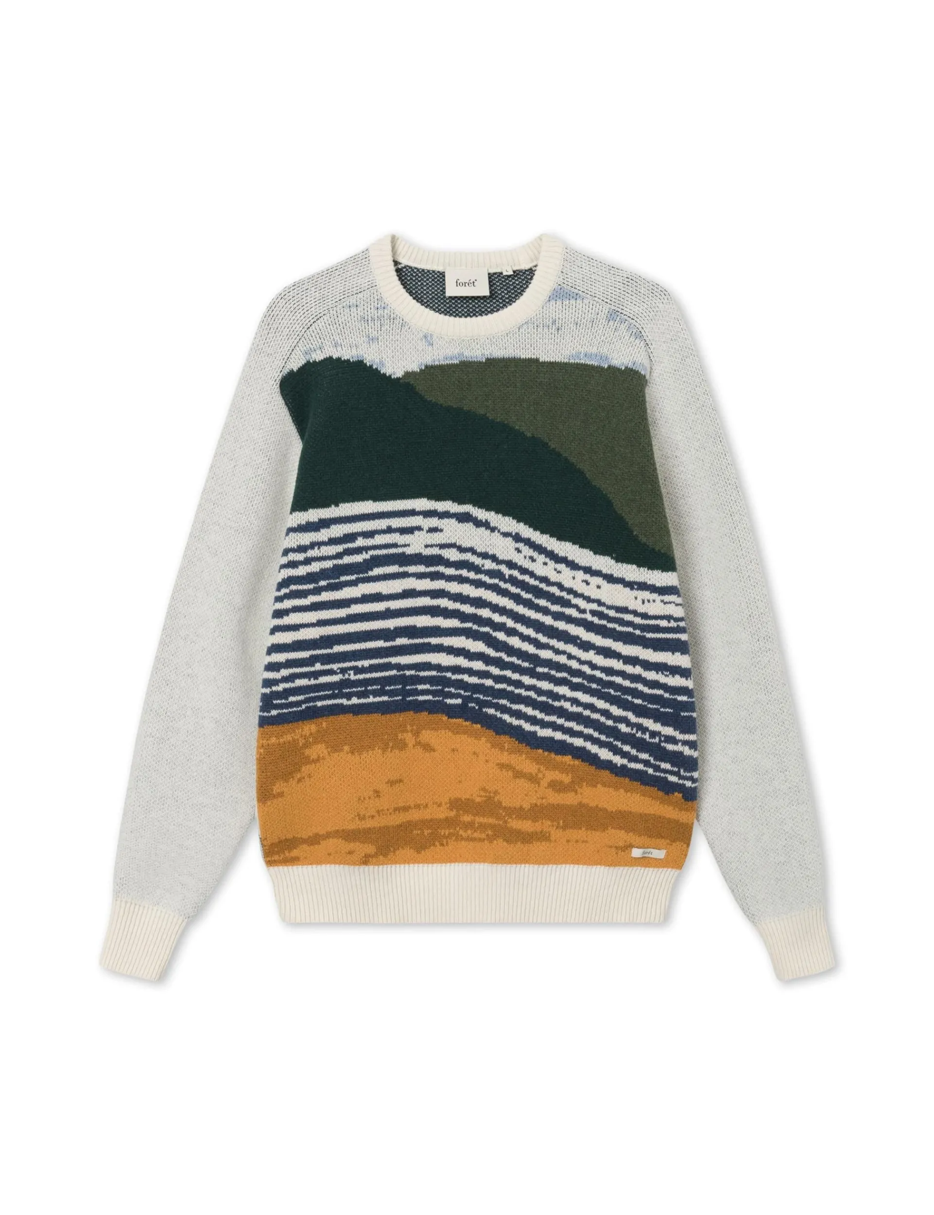 Men Forét Knitwear-River Jacquard Wool Knit-Cloud