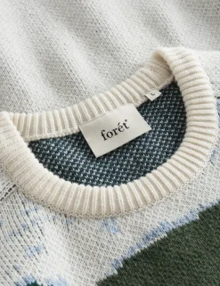 Men Forét Knitwear-River Jacquard Wool Knit-Cloud