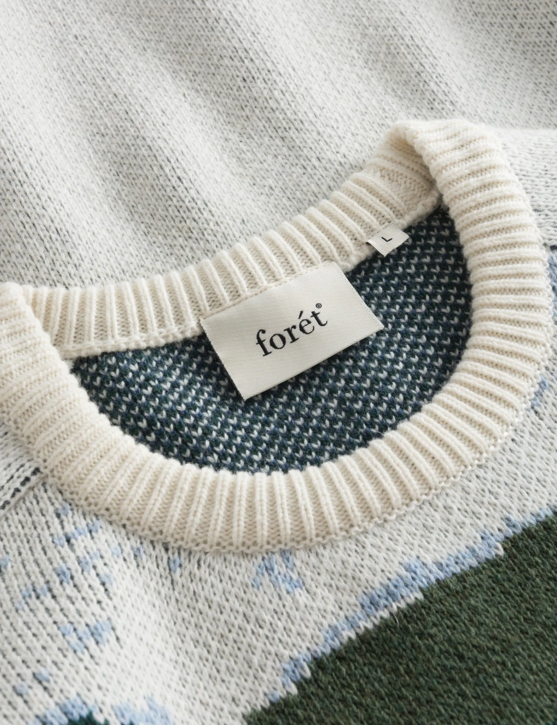 Men Forét Knitwear-River Jacquard Wool Knit-Cloud