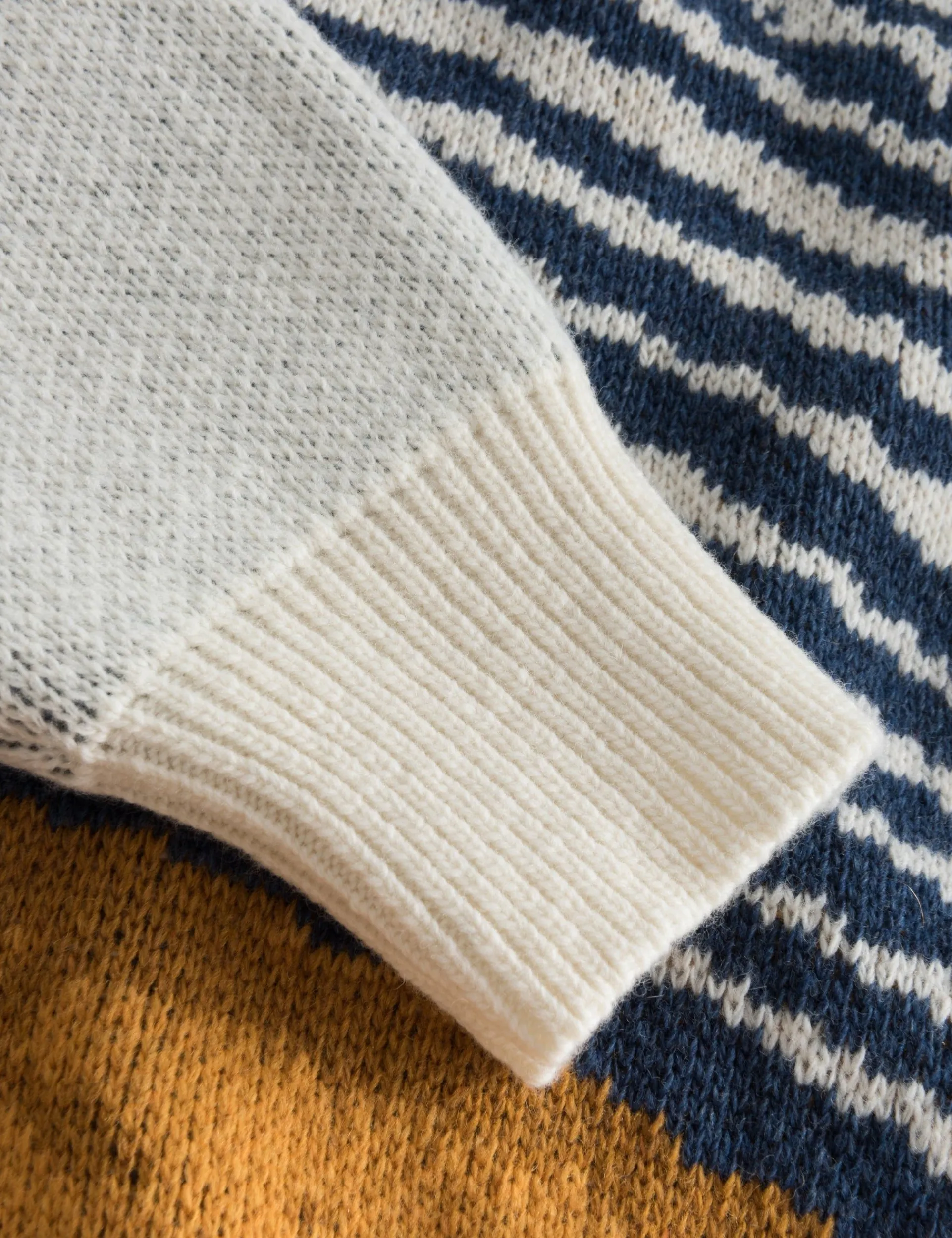 Men Forét Knitwear-River Jacquard Wool Knit-Cloud