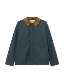 Men Forét Jackets-Row Oilskin Jacket-Vintage Blue