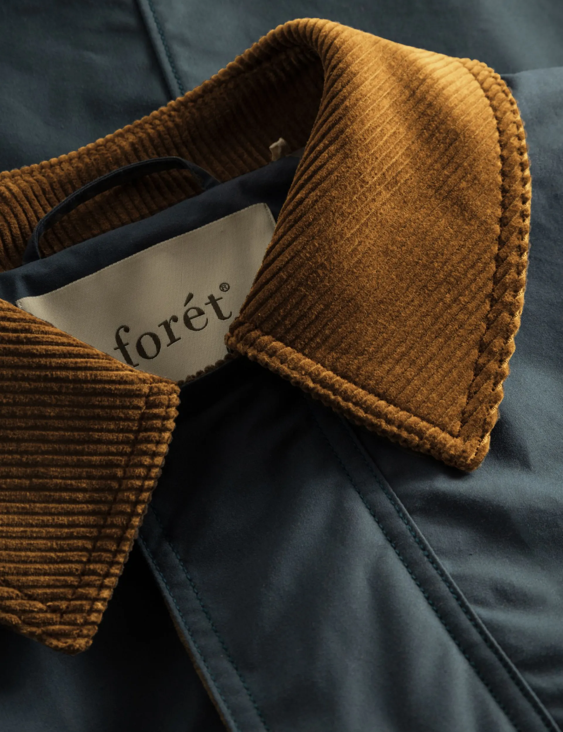 Men Forét Jackets-Row Oilskin Jacket-Vintage Blue