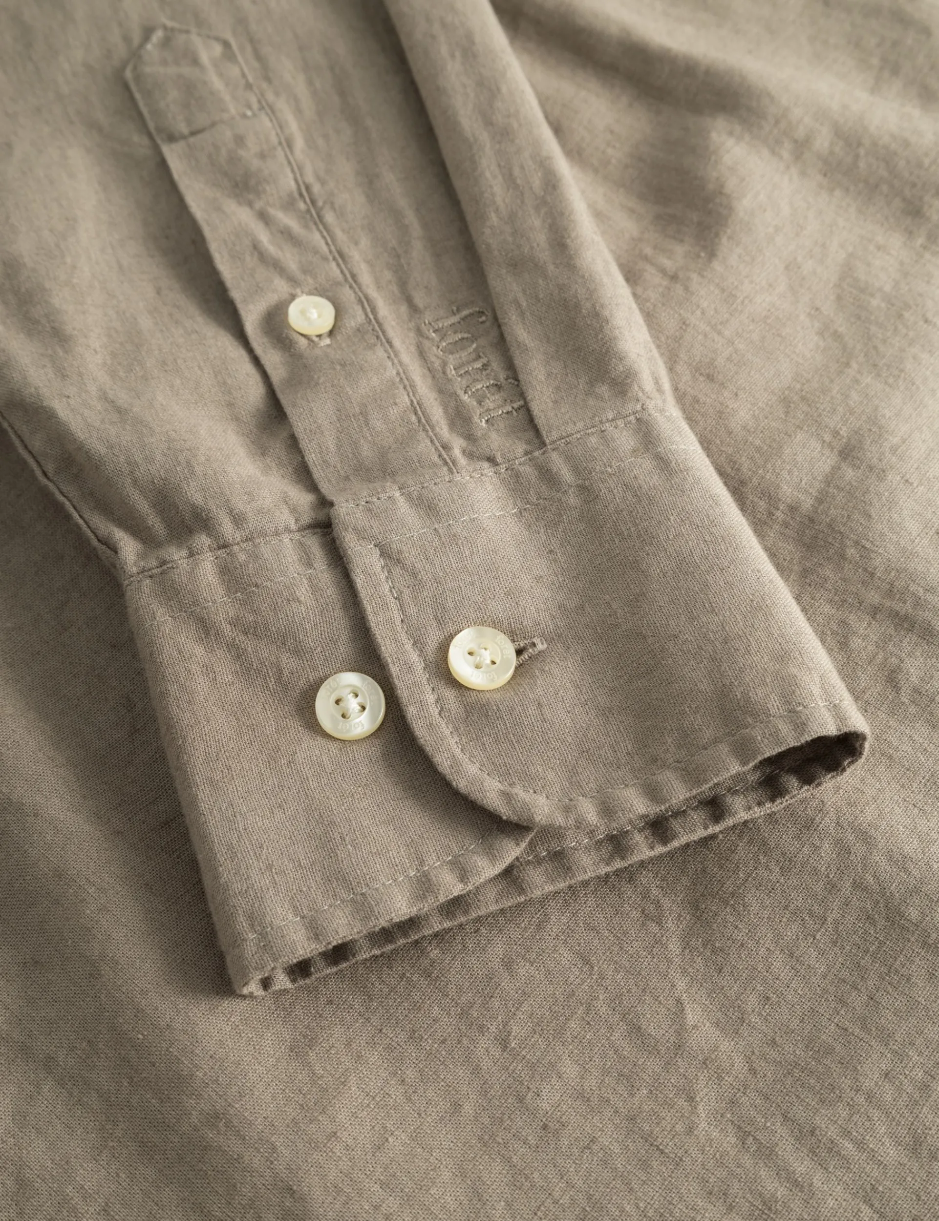 Men Forét Shirts-Serene Linen Shirt-Taupe