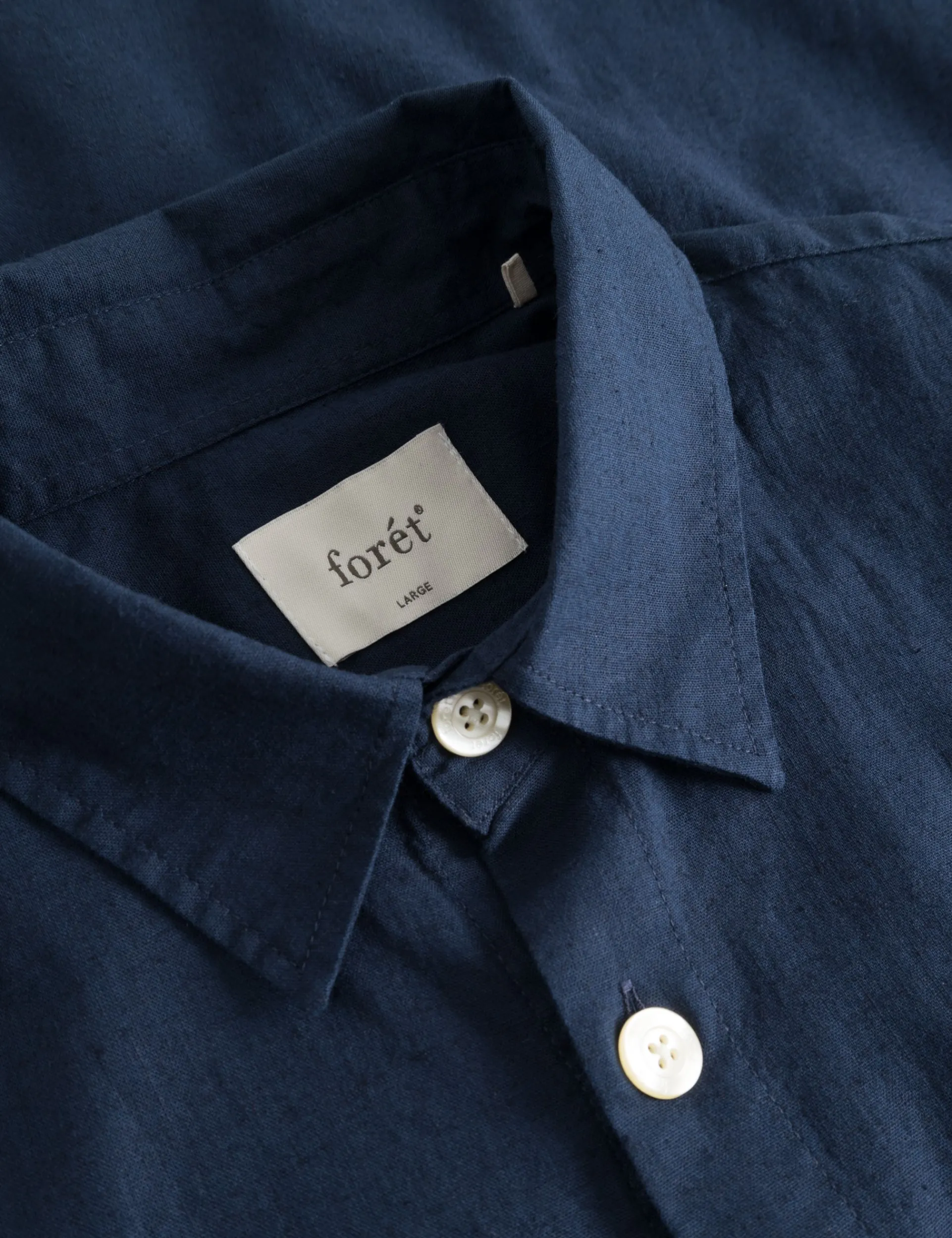 Men Forét Shirts-Serene Linen Ss Shirt-Navy
