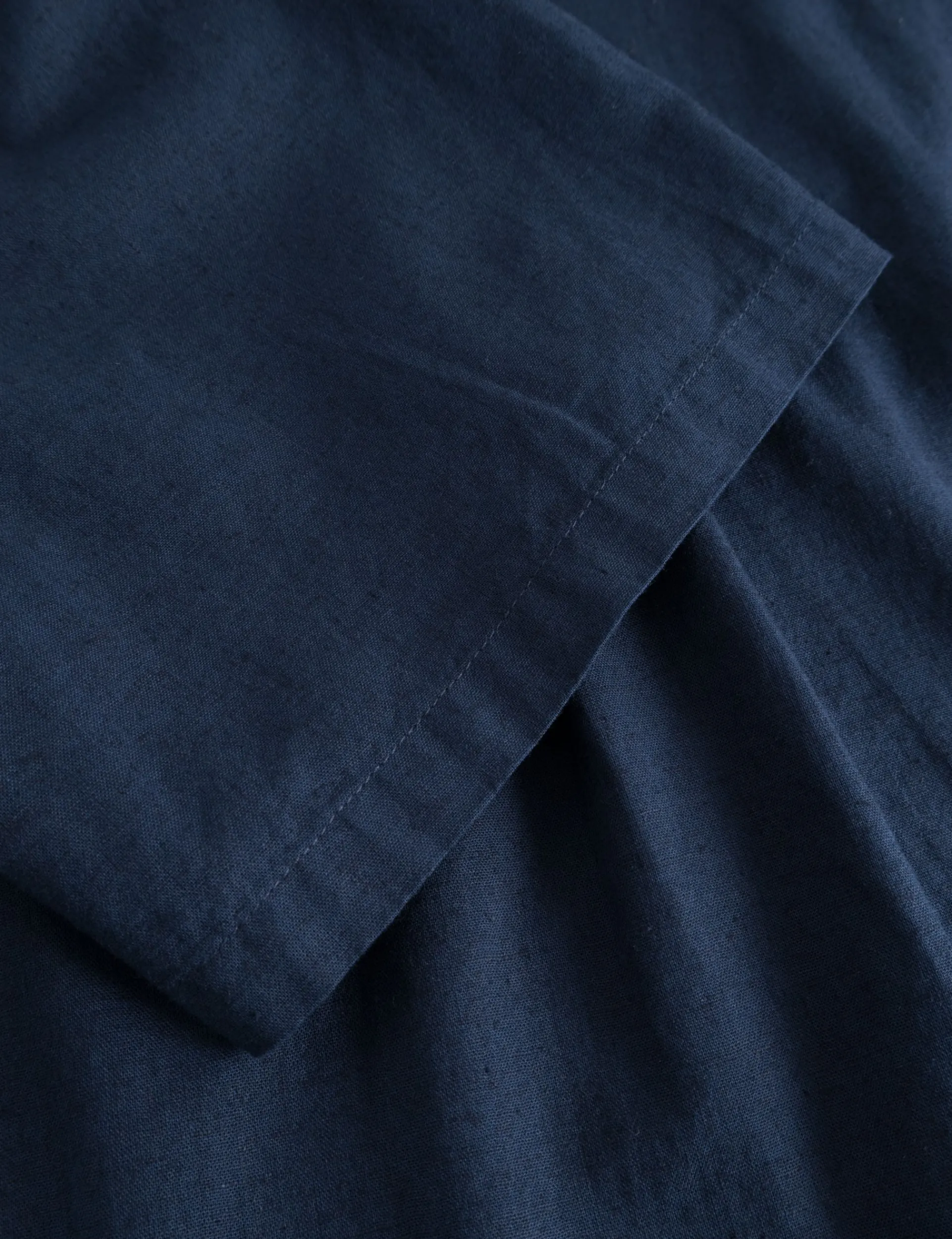 Men Forét Shirts-Serene Linen Ss Shirt-Navy