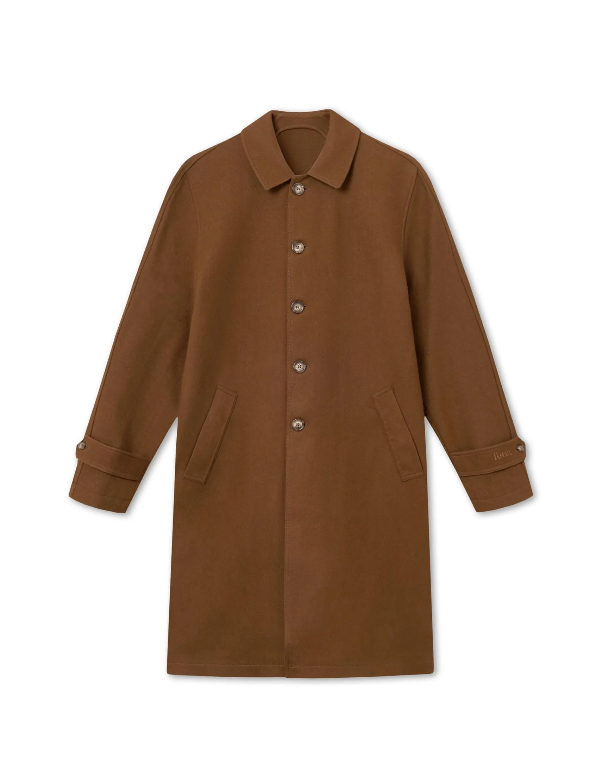 Men Forét Jackets-Shelter Wool Long Coat-Brown