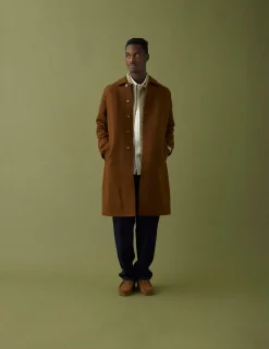 Men Forét Jackets-Shelter Wool Long Coat-Brown