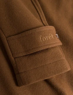 Men Forét Jackets-Shelter Wool Long Coat-Brown