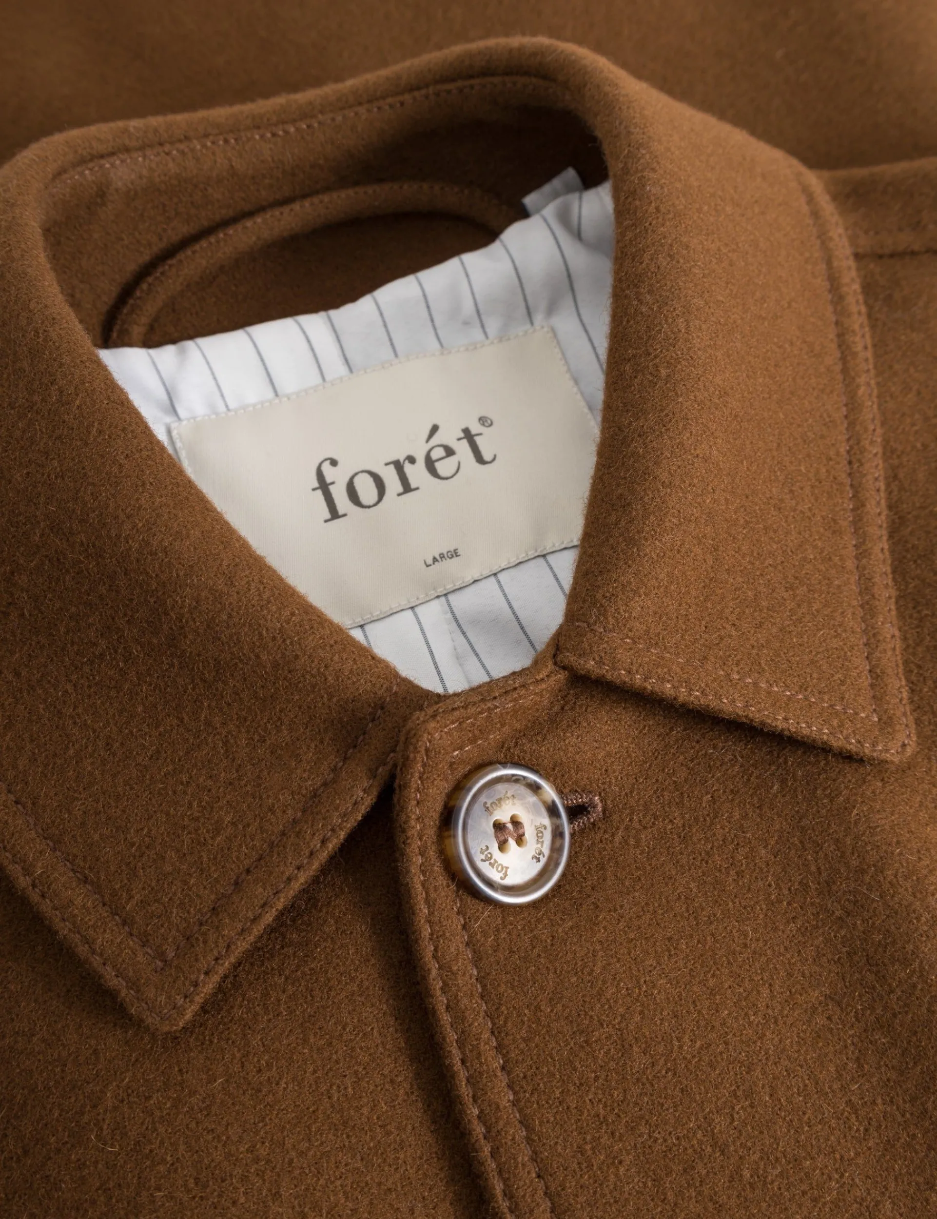 Men Forét Jackets-Shelter Wool Long Coat-Brown