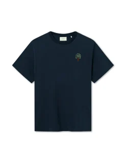 Men Forét T-Shirts-Spear T-Shirt-Navy/White