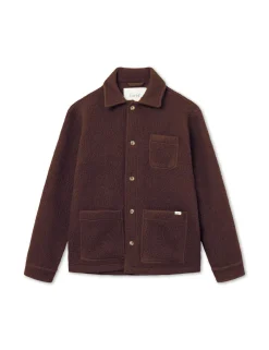 Men Forét Knitwear-Stay Wool Overshirt-Deep Brown