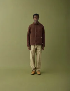 Men Forét Knitwear-Stay Wool Overshirt-Deep Brown