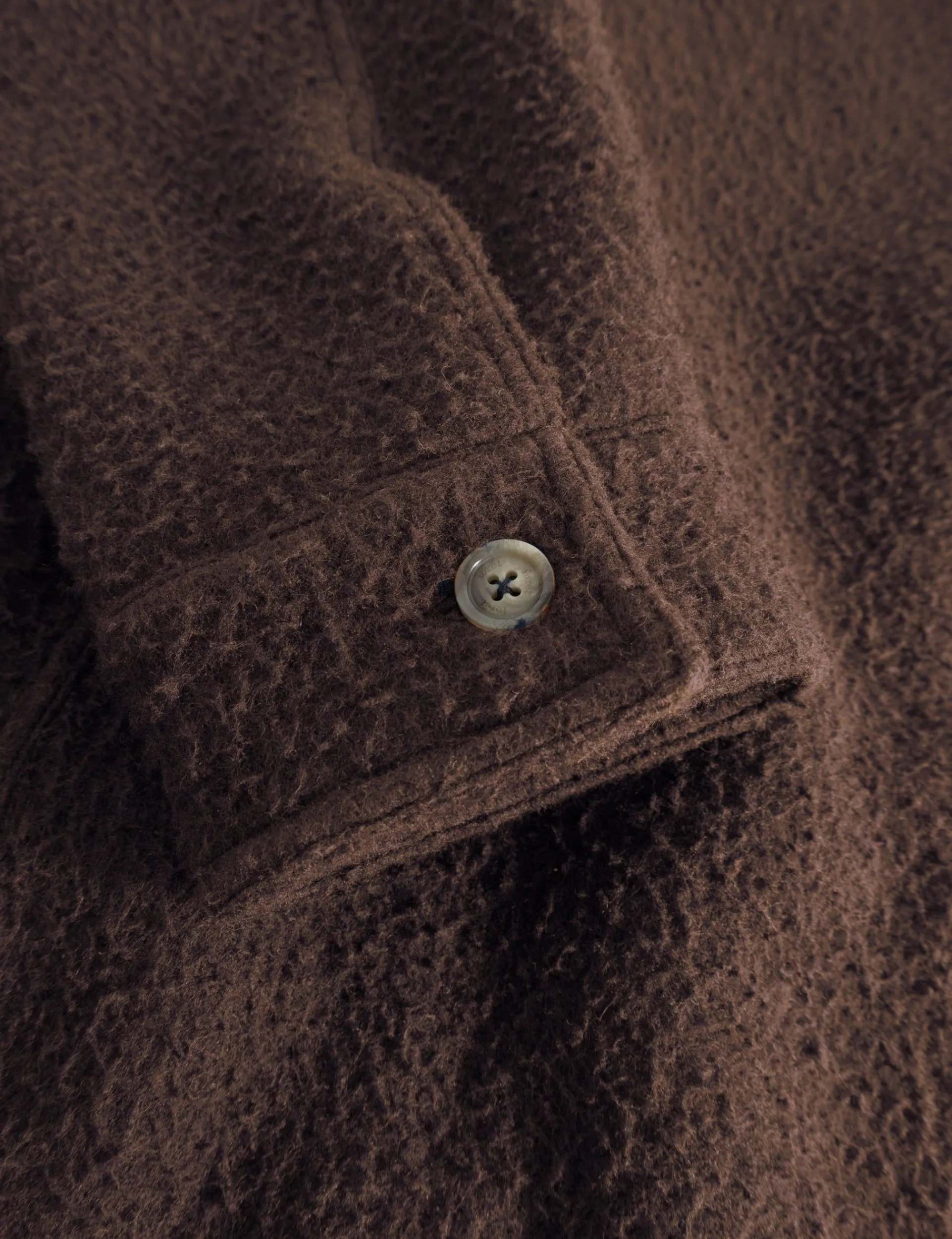 Men Forét Jackets-Stay Wool Overshirt-Deep Brown