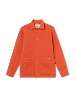 Men Forét Overshirts-Stay Wool Overshirt-Mandarine