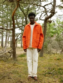 Men Forét Overshirts-Stay Wool Overshirt-Mandarine