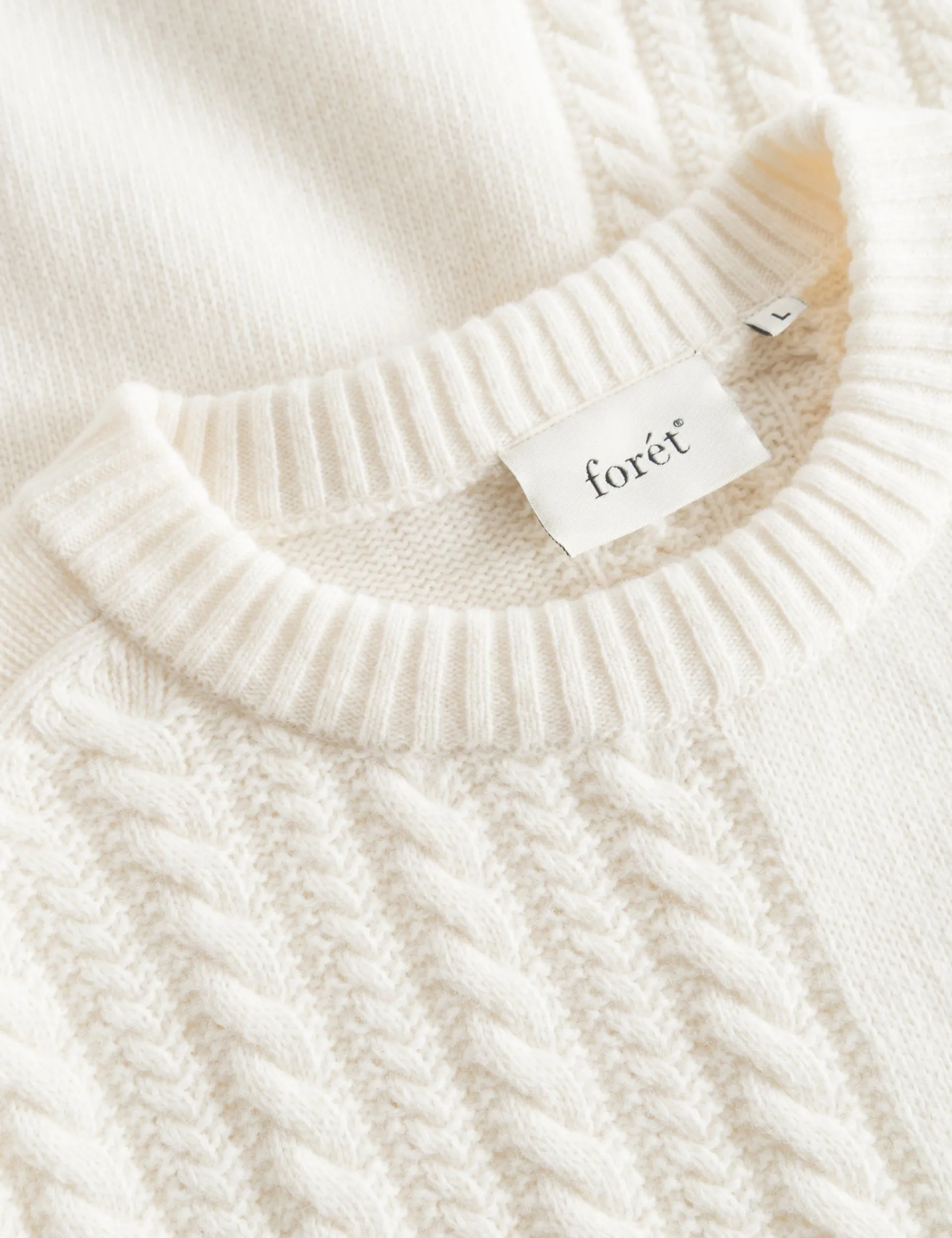Men Forét Knitwear-Tundra Wool Cable Knit-Cloud