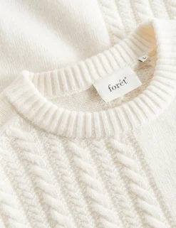 Men Forét Sweatshirts-Tundra Wool Cable Knit-Cloud