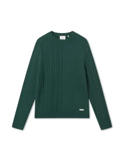 Men Forét Sweatshirts-Tundra Wool Cable Knit-Dark Green