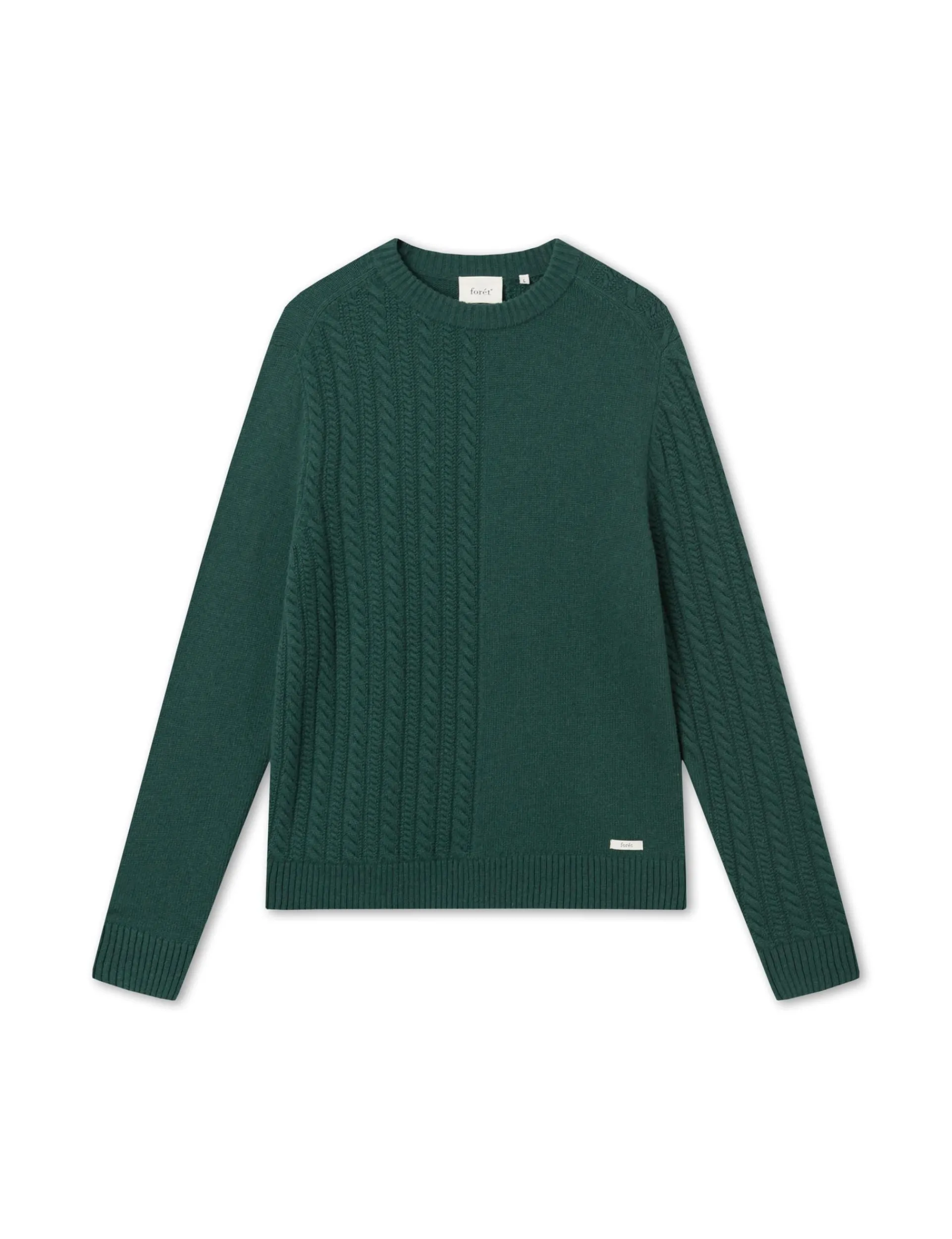 Men Forét Sweatshirts-Tundra Wool Cable Knit-Dark Green