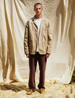 Men Forét Jackets-Valley Unconstructed Blazer-Khaki