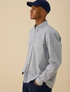 Men Forét Shirts-Vision Shirt-Light Blue/Navy
