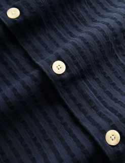 Men Forét Shirts-Vole Seerscuker Ss Shirt-Navy