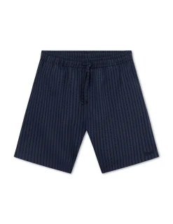 Men Forét Shorts-Vole Seersucker Shorts-Navy